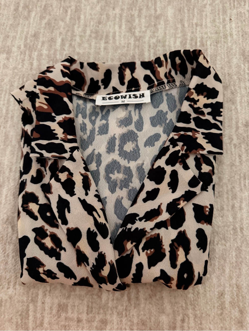 ECOWISH Leopard Print Button-Front Blouse | Size M